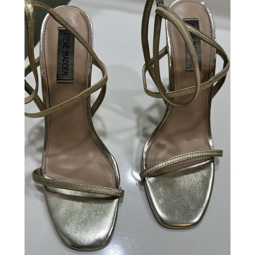Steve Madden Nectur Strappy Heeled Sandal (Womens) - Gold - Size 8.5 M NYE Party - Picture 2 of 6